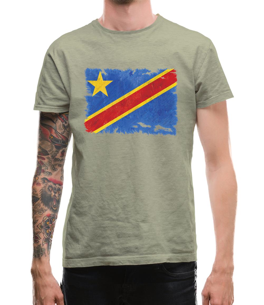 Democratic Republic Of The Congo Grunge Style Flag Mens T-Shirt