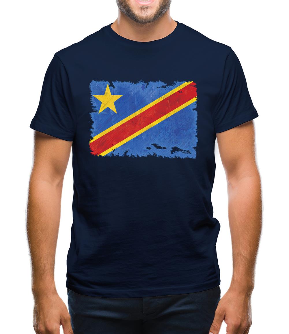 Democratic Republic Of The Congo Grunge Style Flag Mens T-Shirt