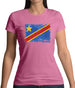 Democratic Republic Of The Congo Grunge Style Flag Womens T-Shirt