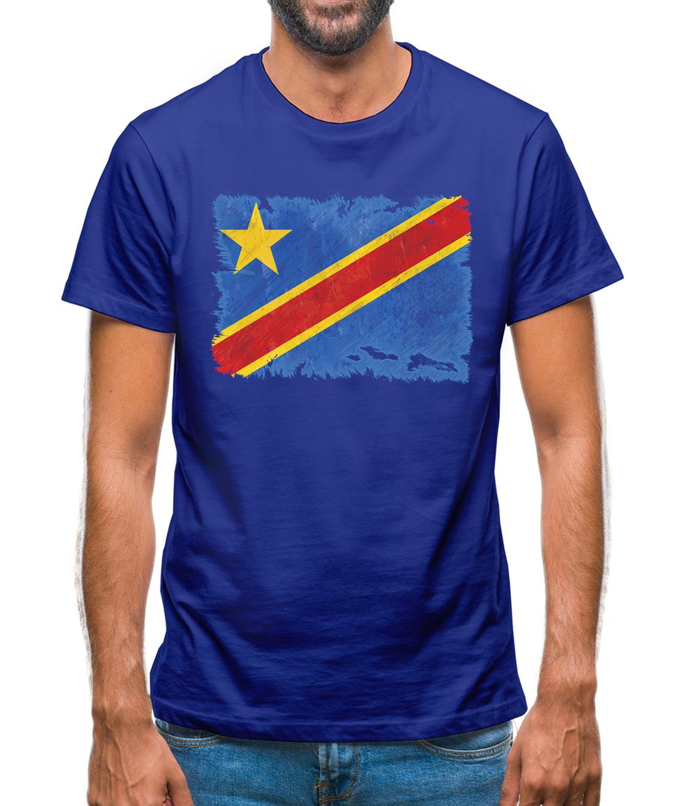 Democratic Republic Of The Congo Grunge Style Flag Mens T-Shirt
