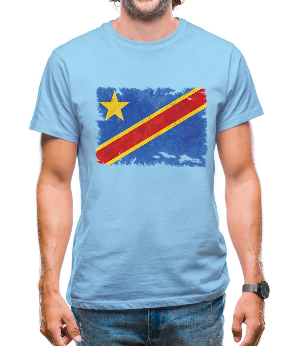 Democratic Republic Of The Congo Grunge Style Flag Mens T-Shirt