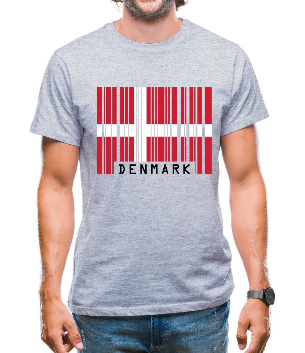 Denmark Barcode Style Flag Mens T-Shirt