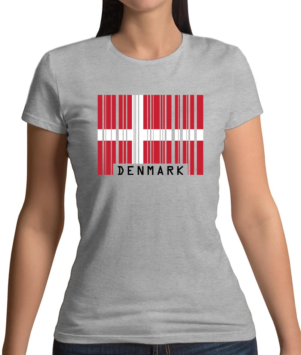 Denmark Barcode Style Flag Womens T-Shirt