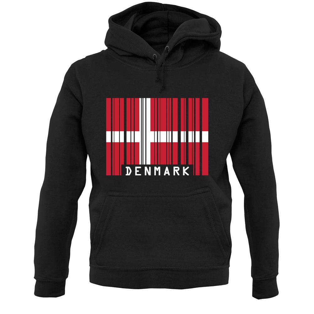 Denmark Barcode Style Flag Unisex Hoodie