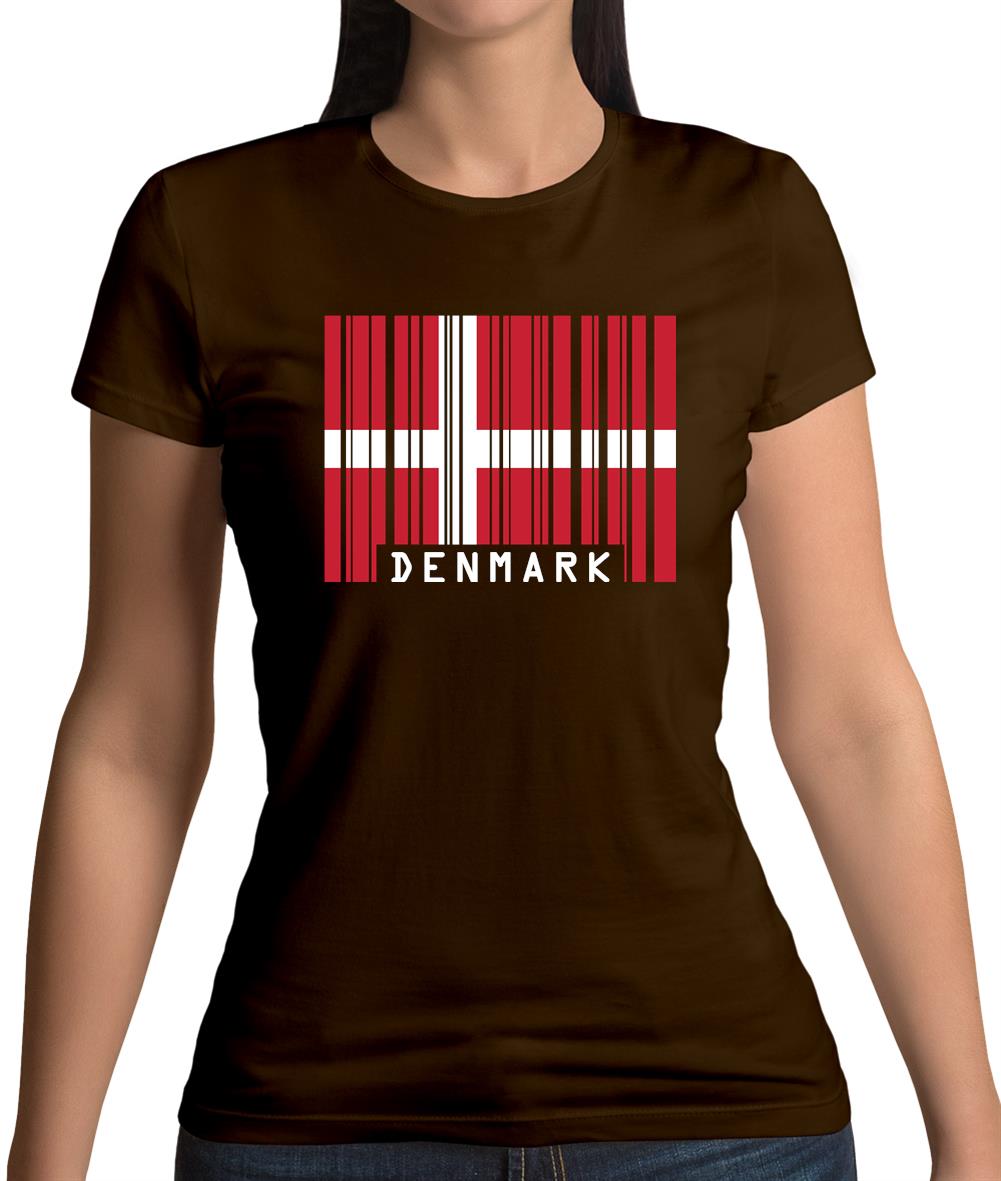 Denmark Barcode Style Flag Womens T-Shirt