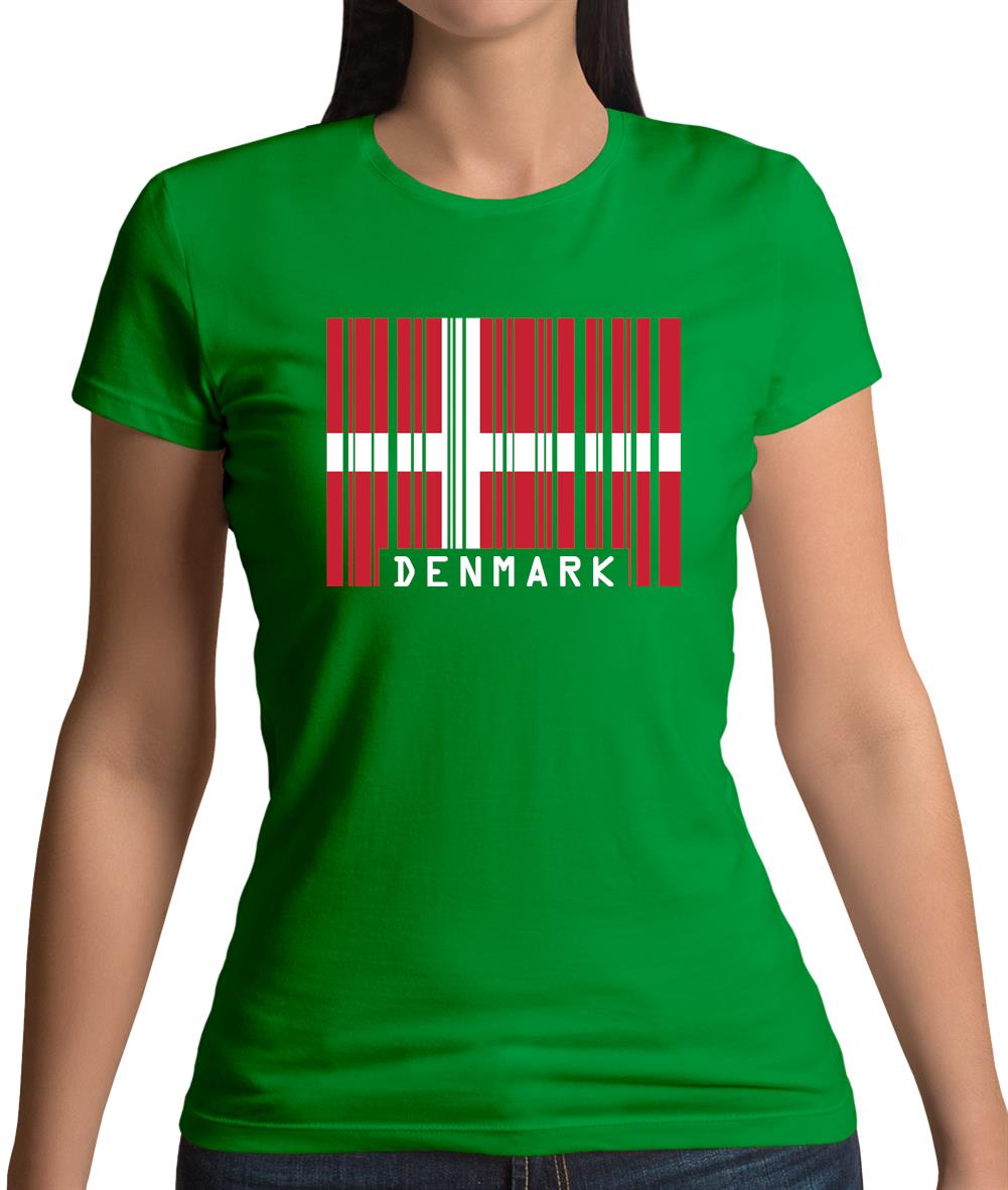 Denmark Barcode Style Flag Womens T-Shirt