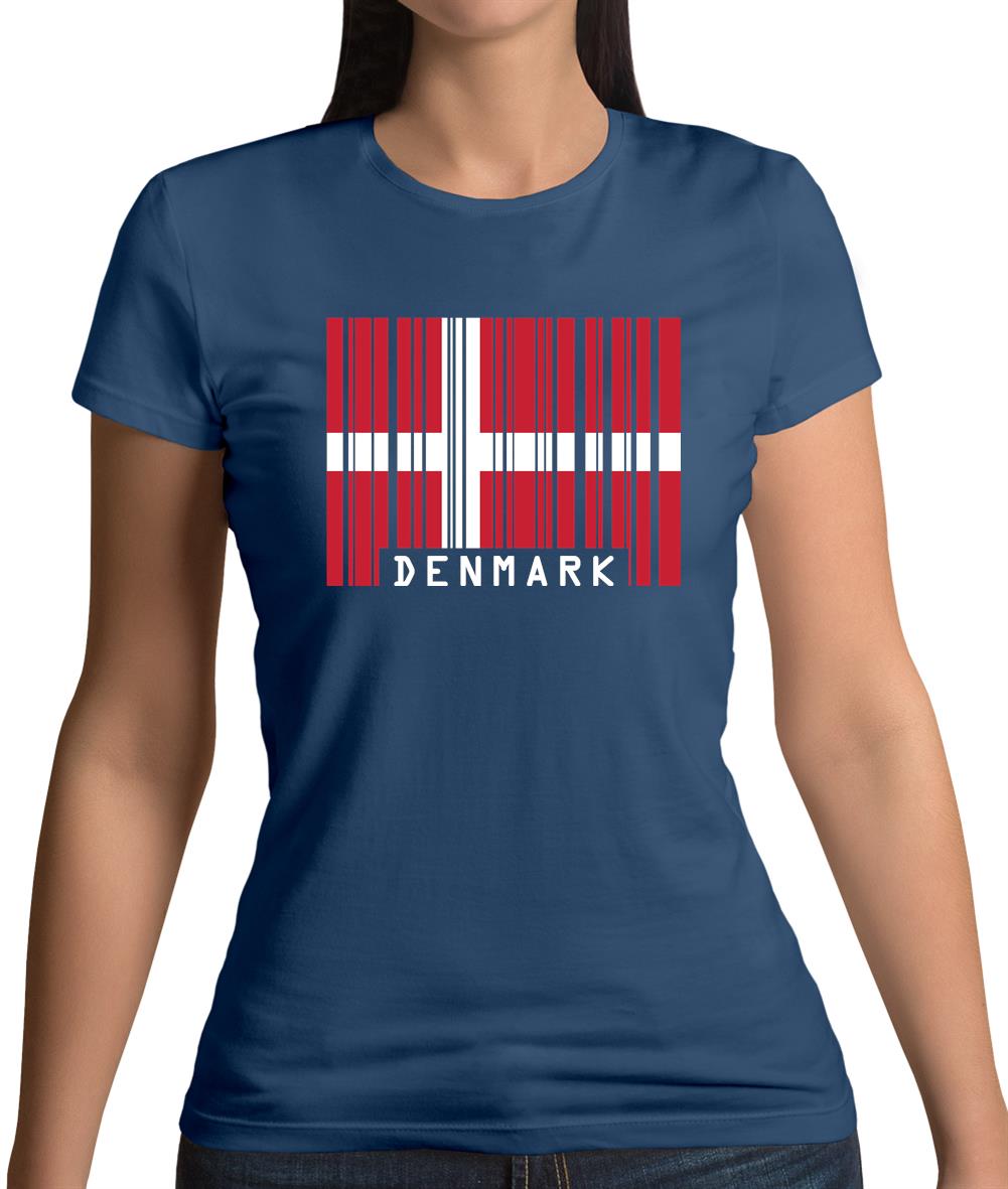 Denmark Barcode Style Flag Womens T-Shirt