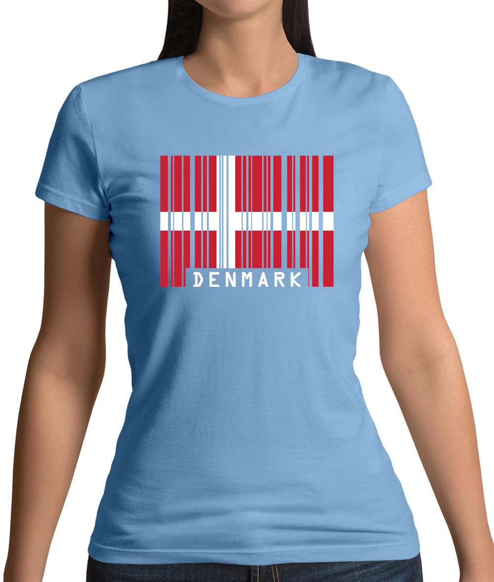 Denmark Barcode Style Flag Womens T-Shirt