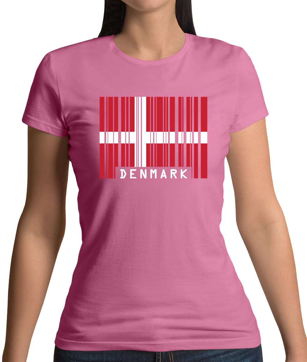 Denmark Barcode Style Flag Womens T-Shirt