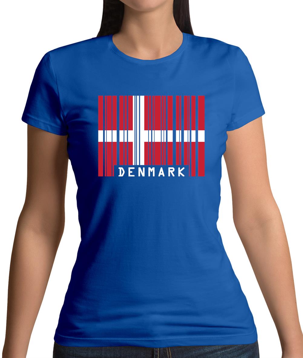 Denmark Barcode Style Flag Womens T-Shirt