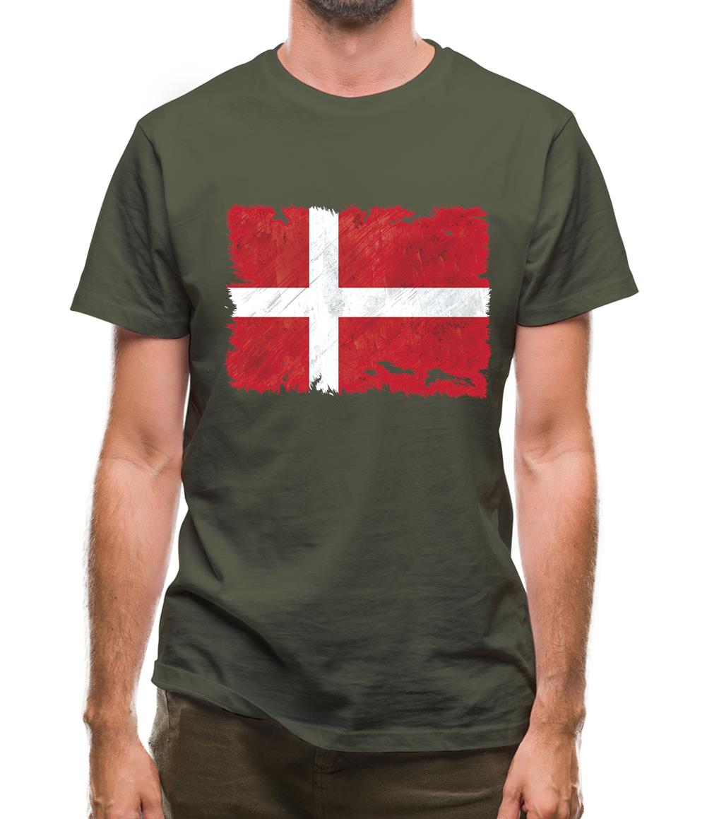 Denmark Grunge Style Flag Mens T-Shirt