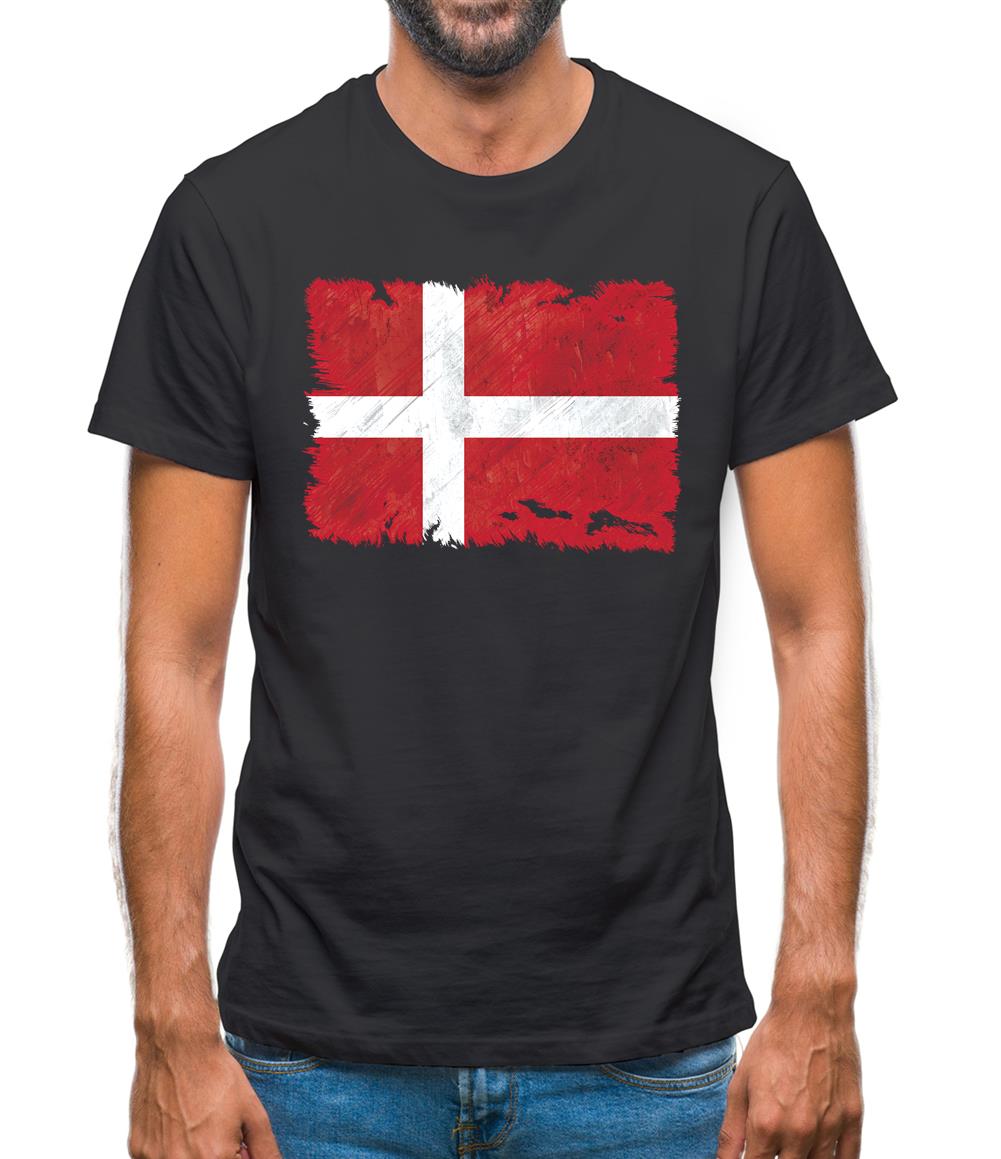 Denmark Grunge Style Flag Mens T-Shirt