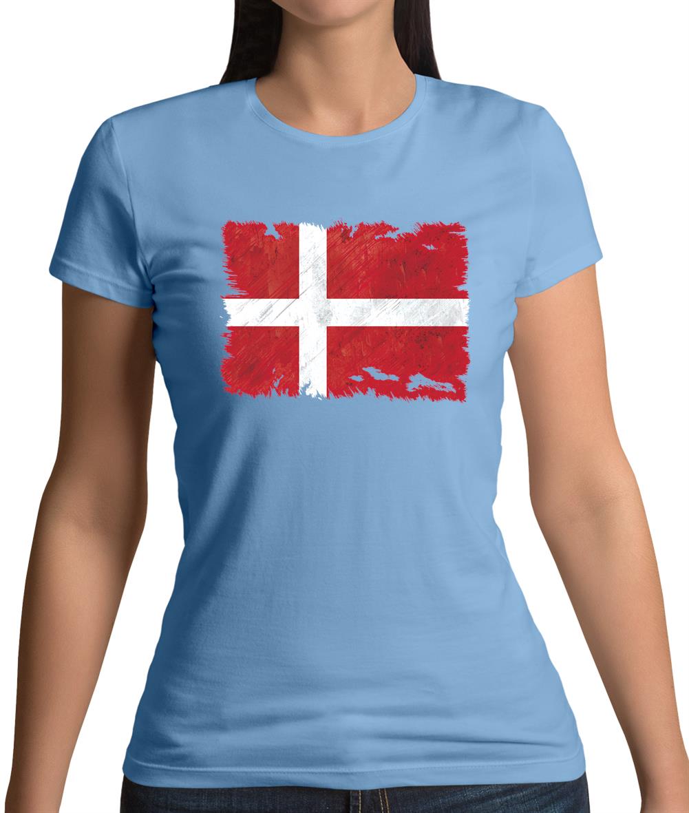 Denmark Grunge Style Flag Womens T-Shirt