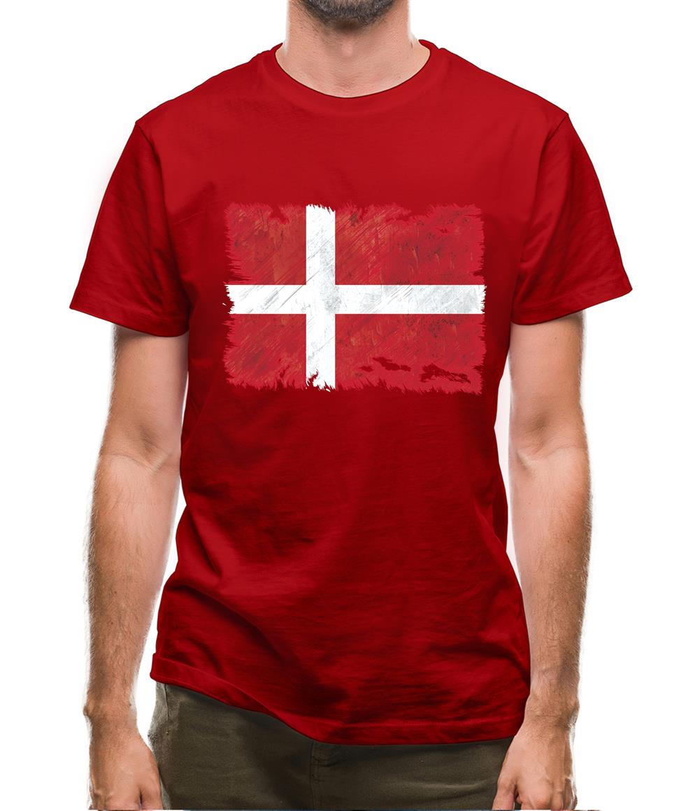 Denmark Grunge Style Flag Mens T-Shirt
