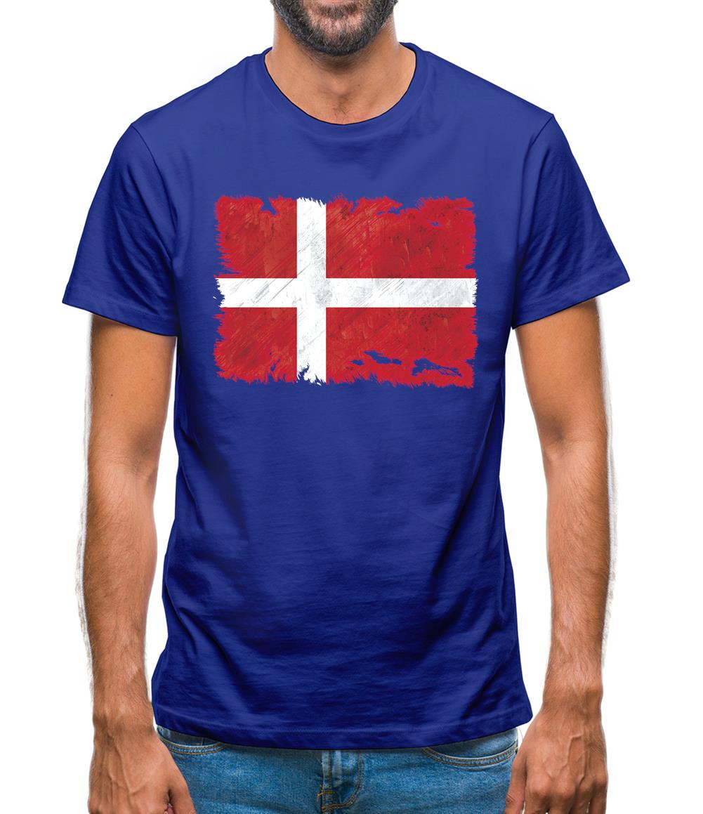 Denmark Grunge Style Flag Mens T-Shirt