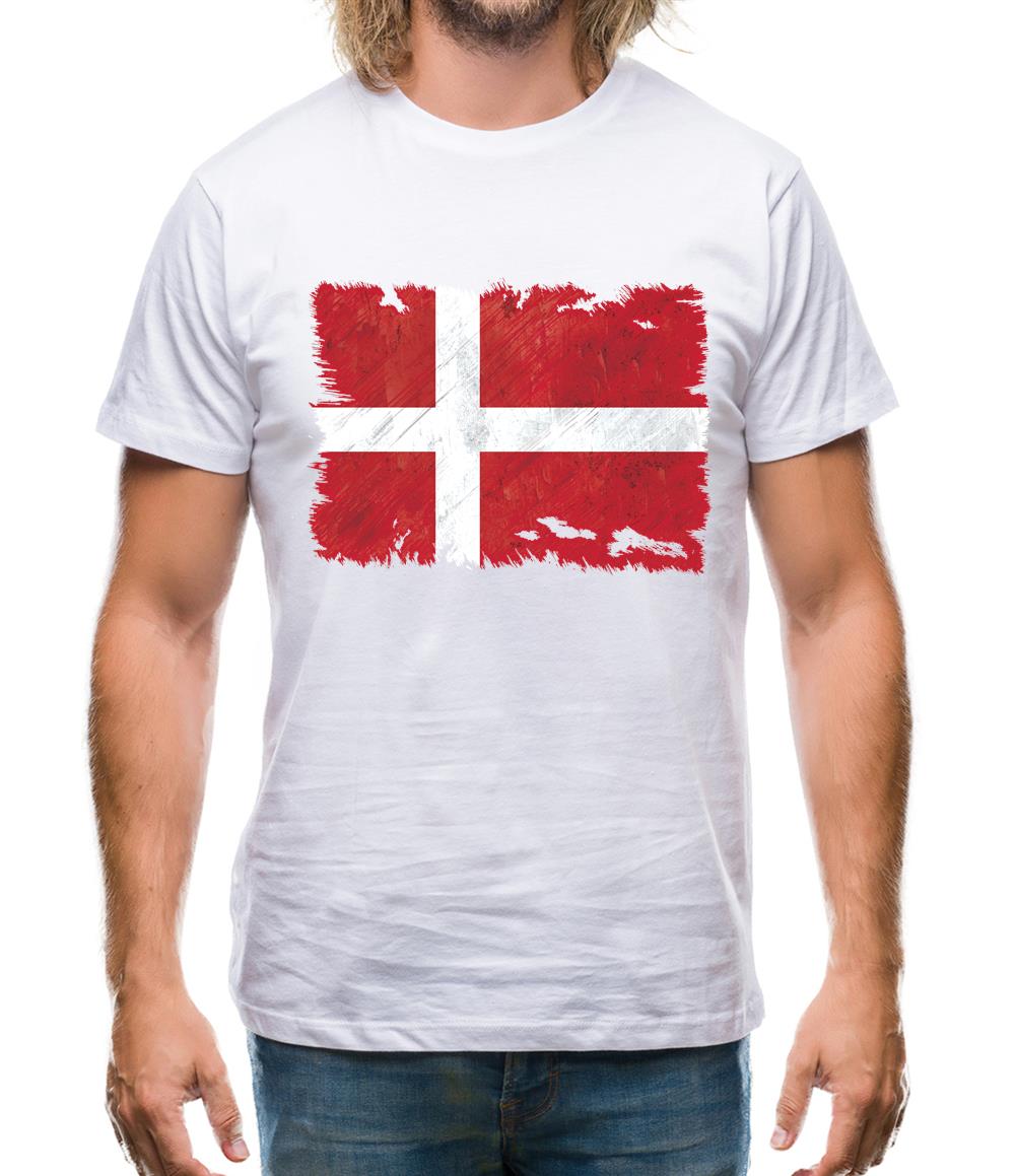 Denmark Grunge Style Flag Mens T-Shirt