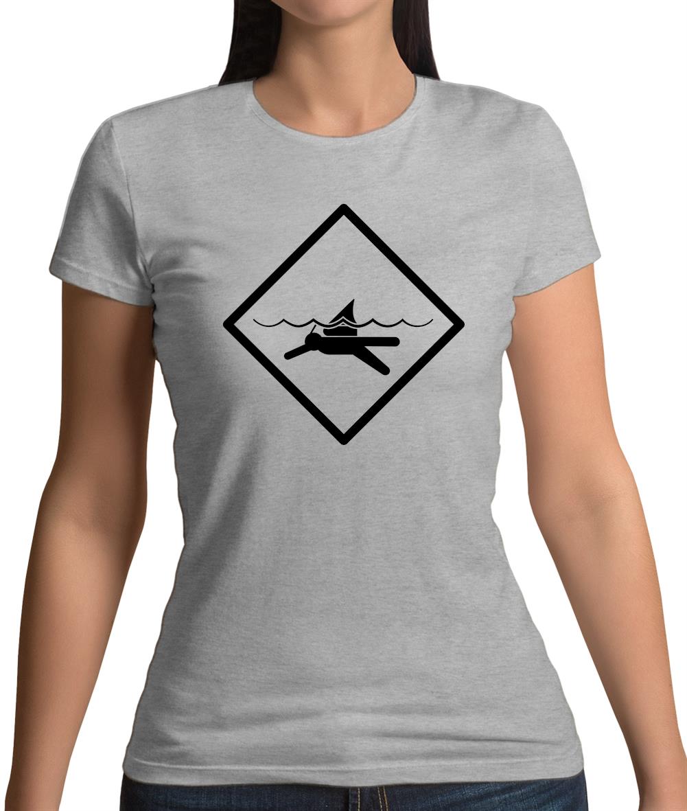 Diver Shark Sign Womens T-Shirt