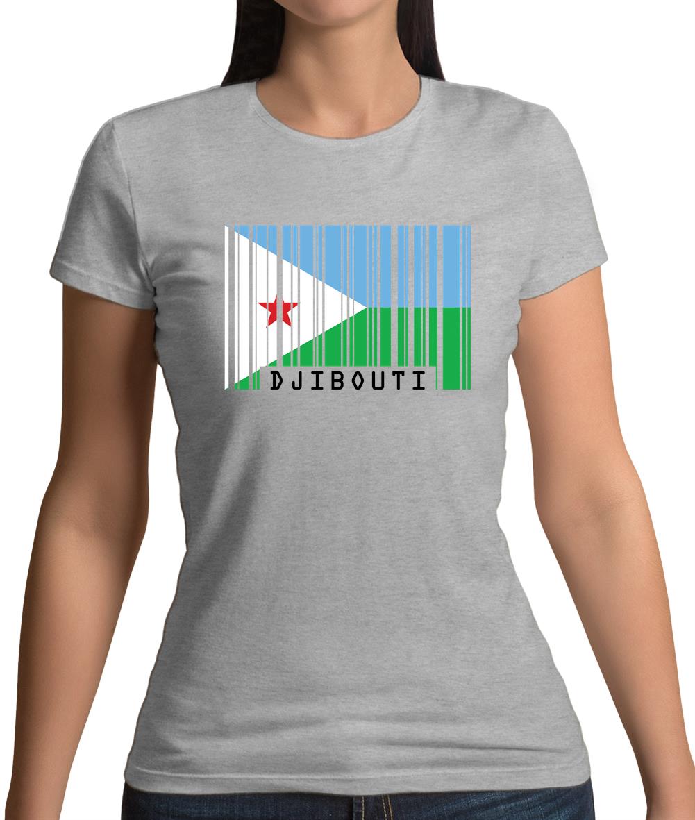 Djibouti Barcode Style Flag Womens T-Shirt