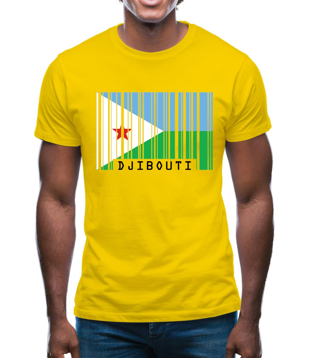 Djibouti Barcode Style Flag Mens T-Shirt