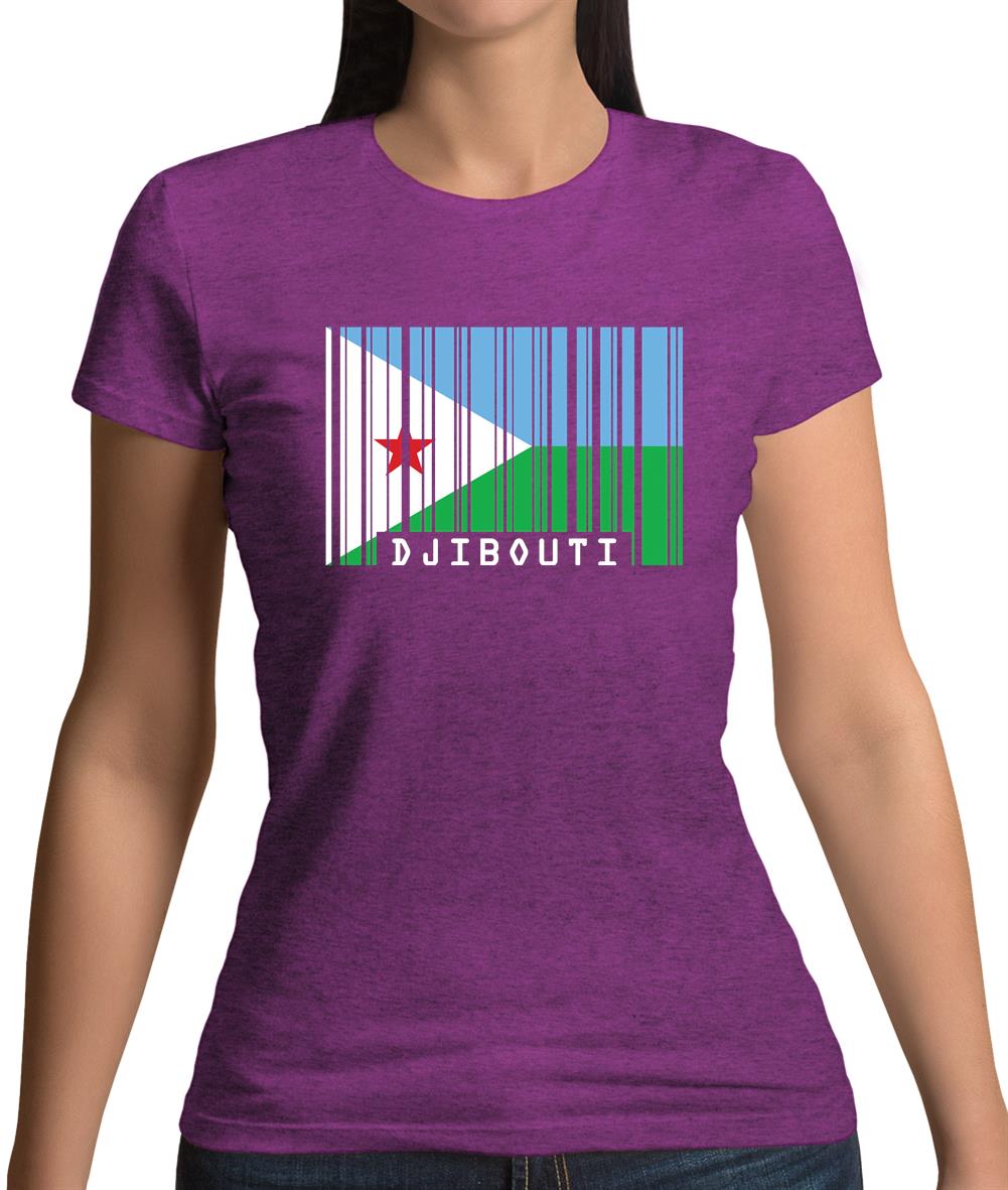 Djibouti Barcode Style Flag Womens T-Shirt