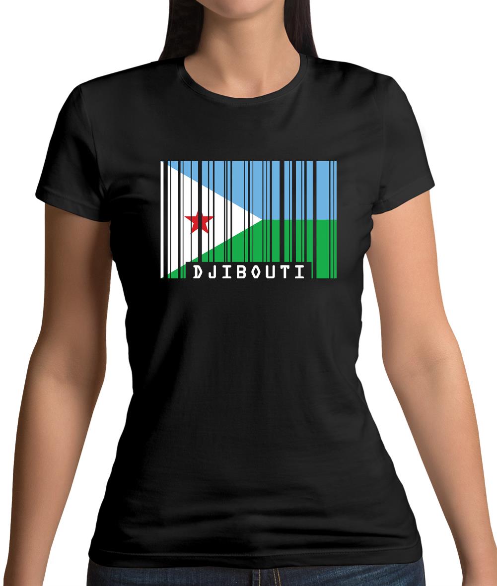 Djibouti Barcode Style Flag Womens T-Shirt
