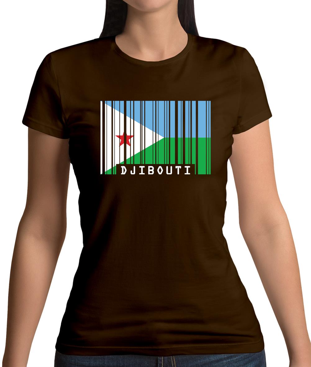 Djibouti Barcode Style Flag Womens T-Shirt