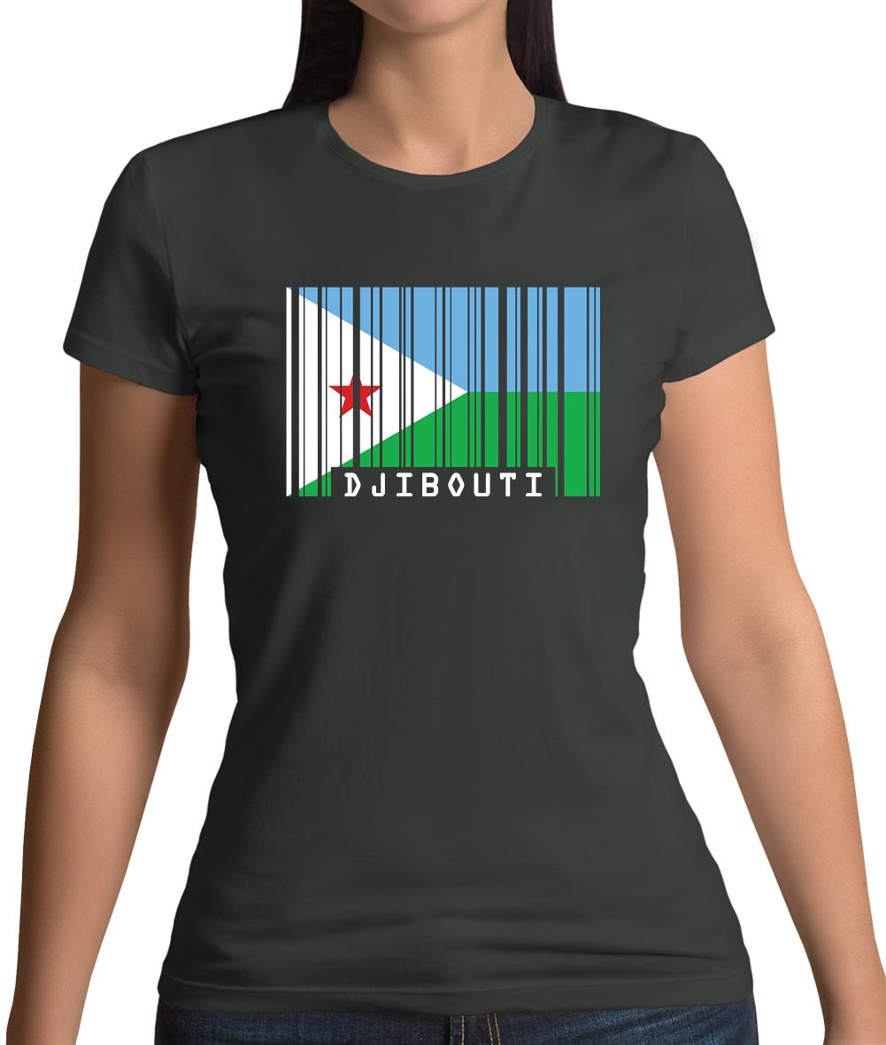Djibouti Barcode Style Flag Womens T-Shirt