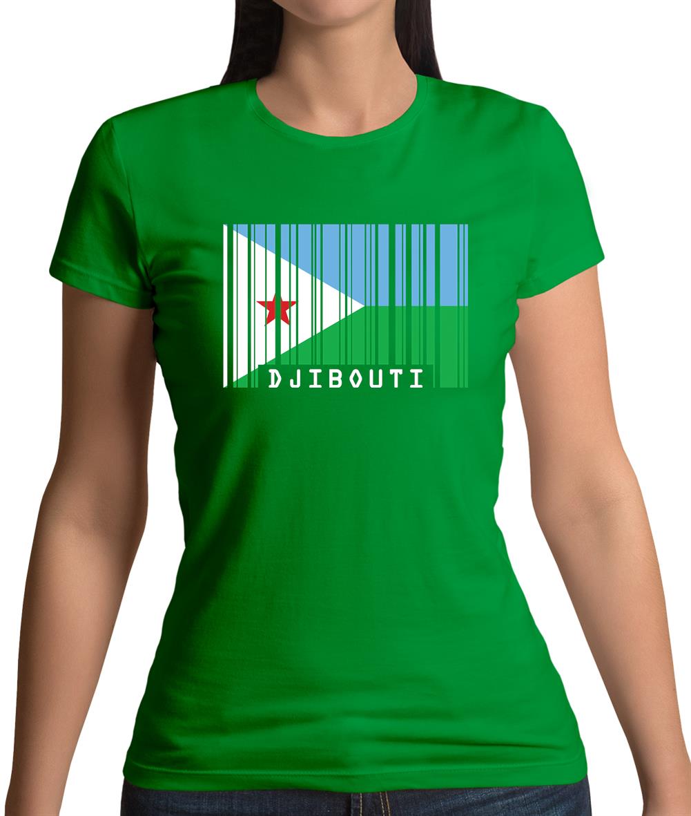 Djibouti Barcode Style Flag Womens T-Shirt