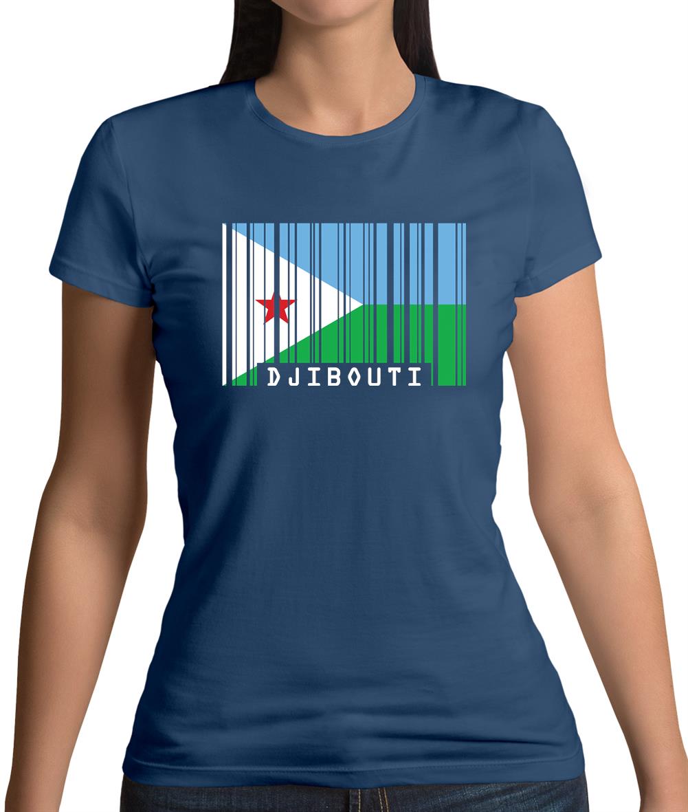 Djibouti Barcode Style Flag Womens T-Shirt