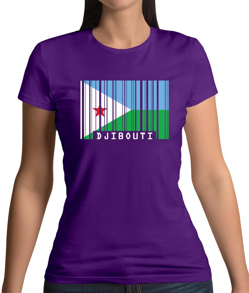 Djibouti Barcode Style Flag Womens T-Shirt