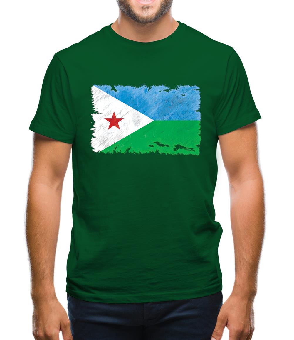 Djibouti Grunge Style Flag Mens T-Shirt