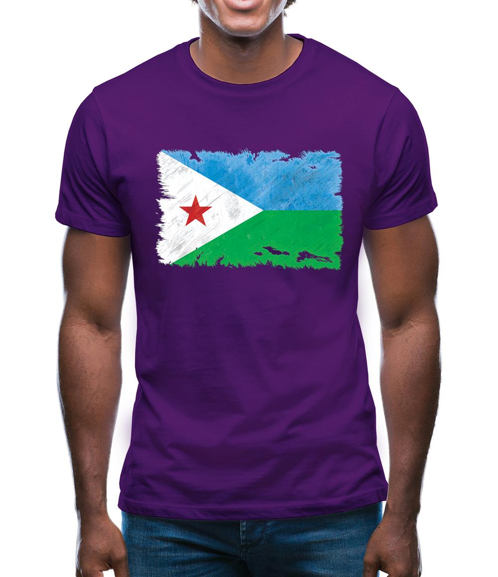 Djibouti Grunge Style Flag Mens T-Shirt