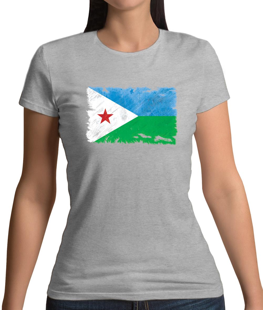 Djibouti Grunge Style Flag Womens T-Shirt