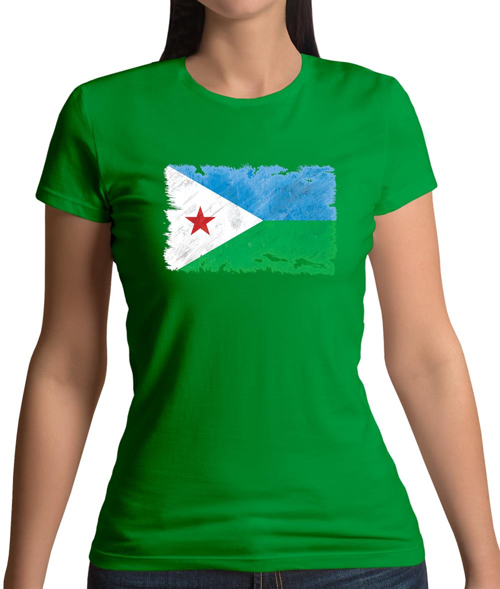 Djibouti Grunge Style Flag Womens T-Shirt