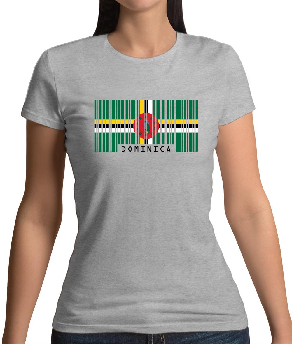 Dominica Barcode Style Flag Womens T-Shirt