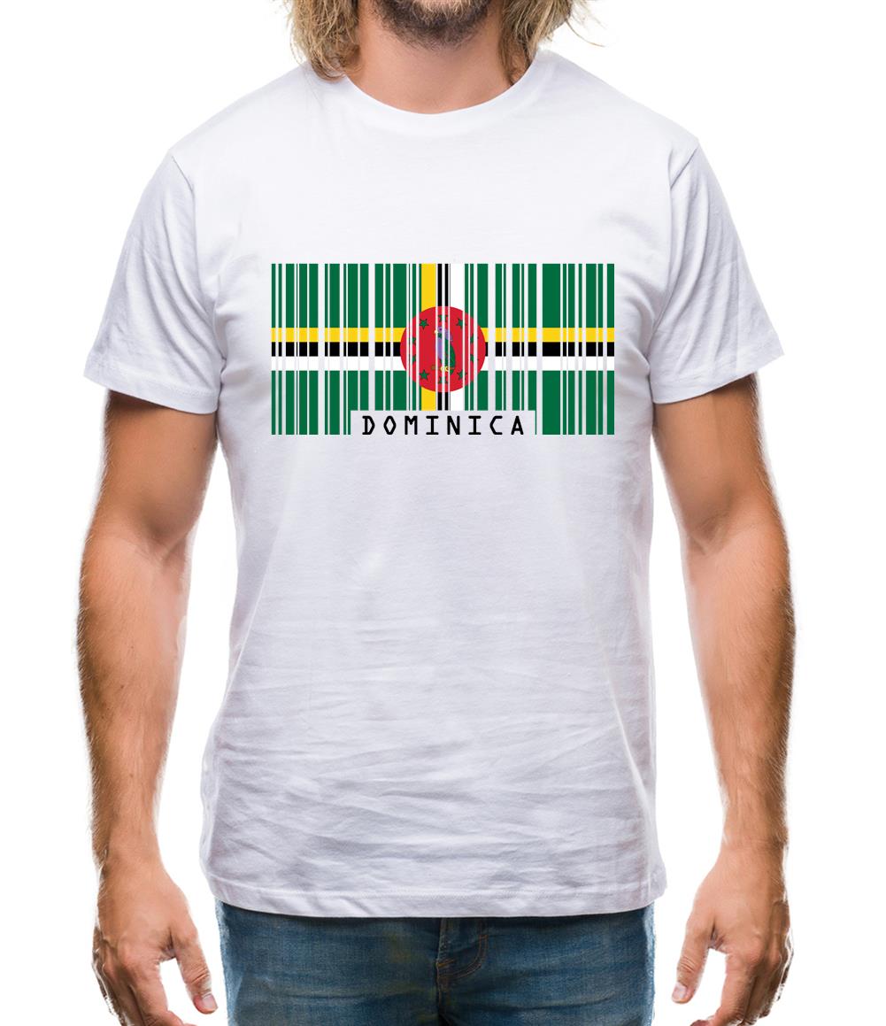 Dominica Barcode Style Flag Mens T-Shirt