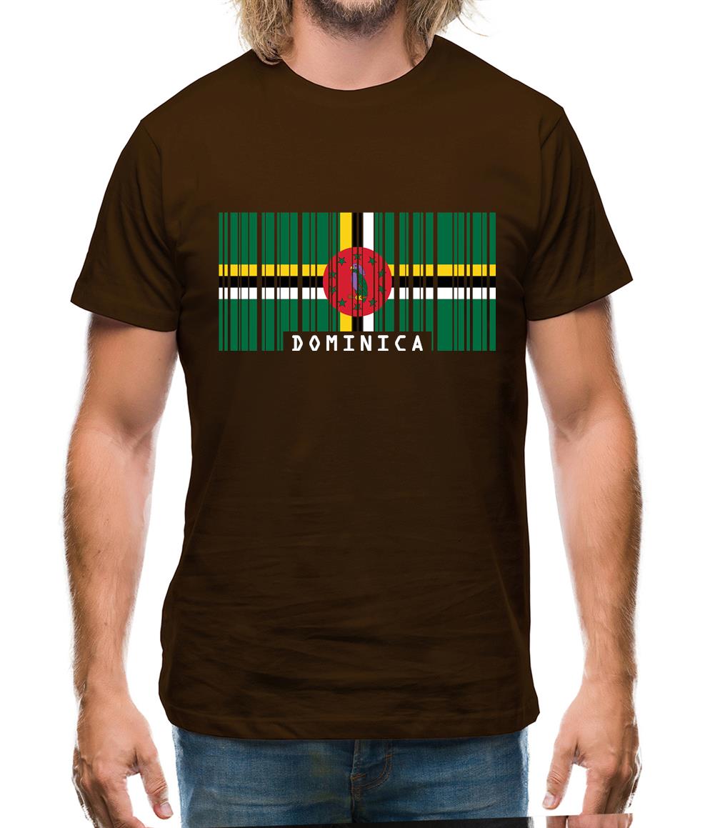 Dominica Barcode Style Flag Mens T-Shirt