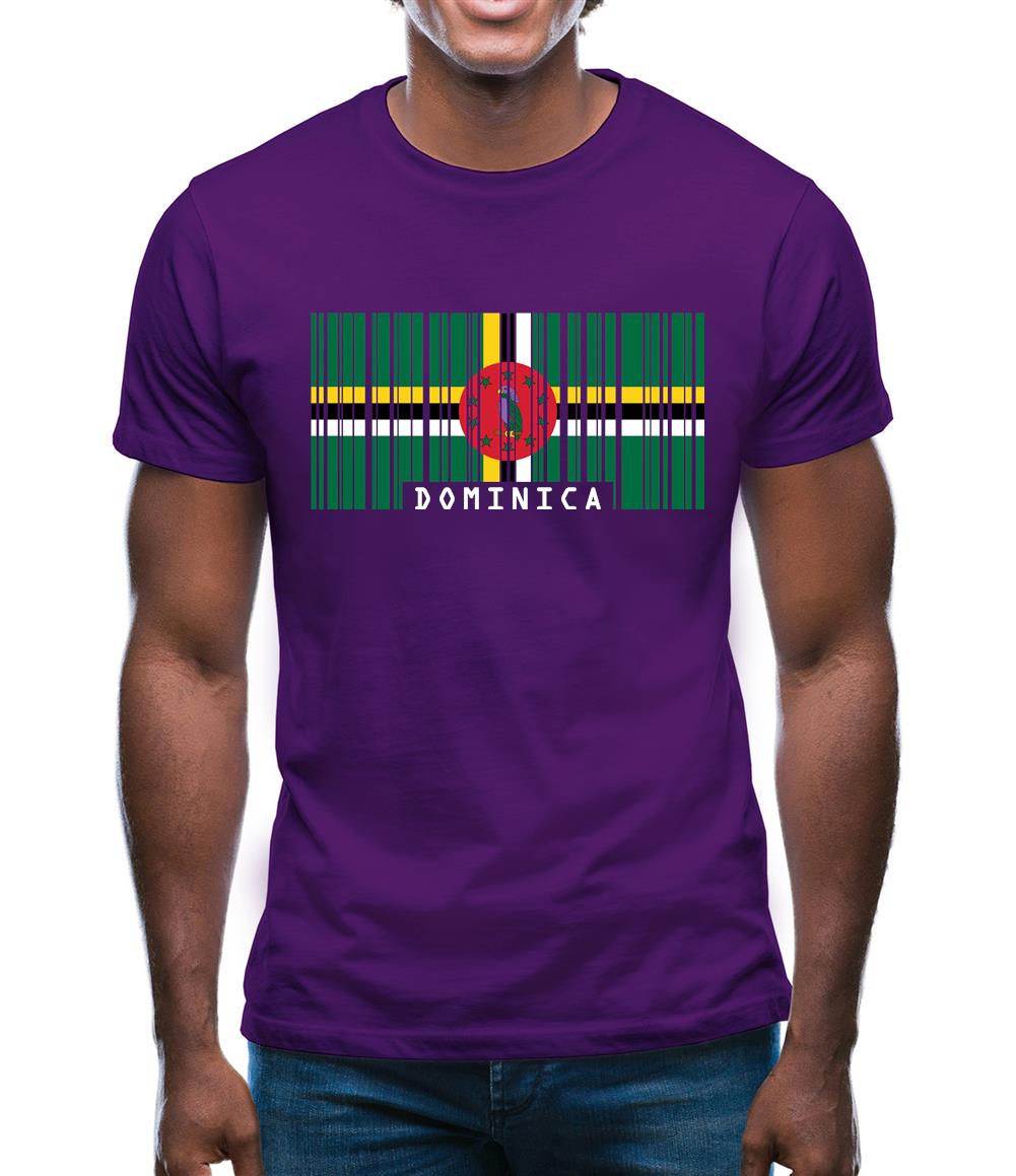 Dominica Barcode Style Flag Mens T-Shirt