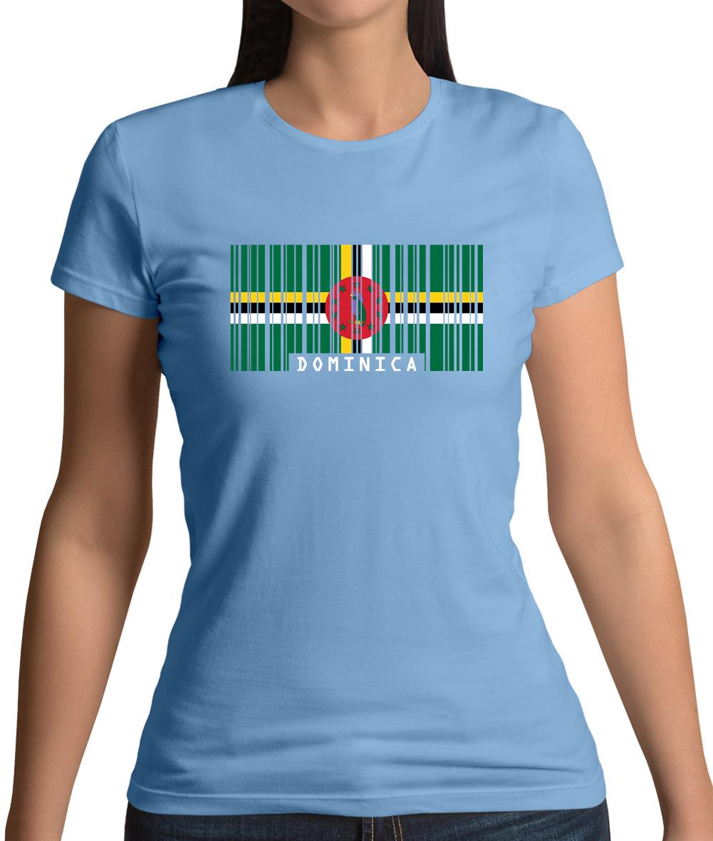 Dominica Barcode Style Flag Womens T-Shirt