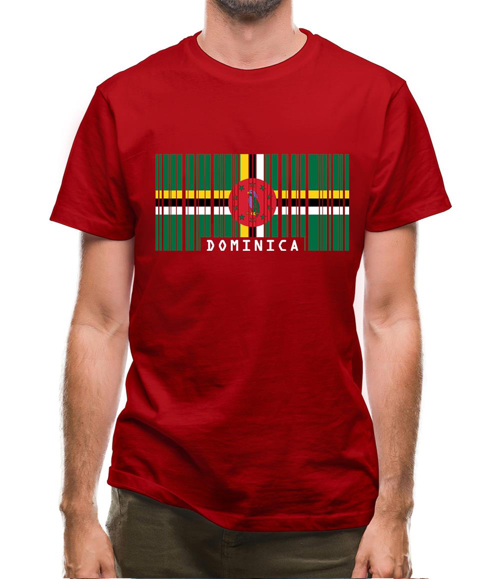 Dominica Barcode Style Flag Mens T-Shirt
