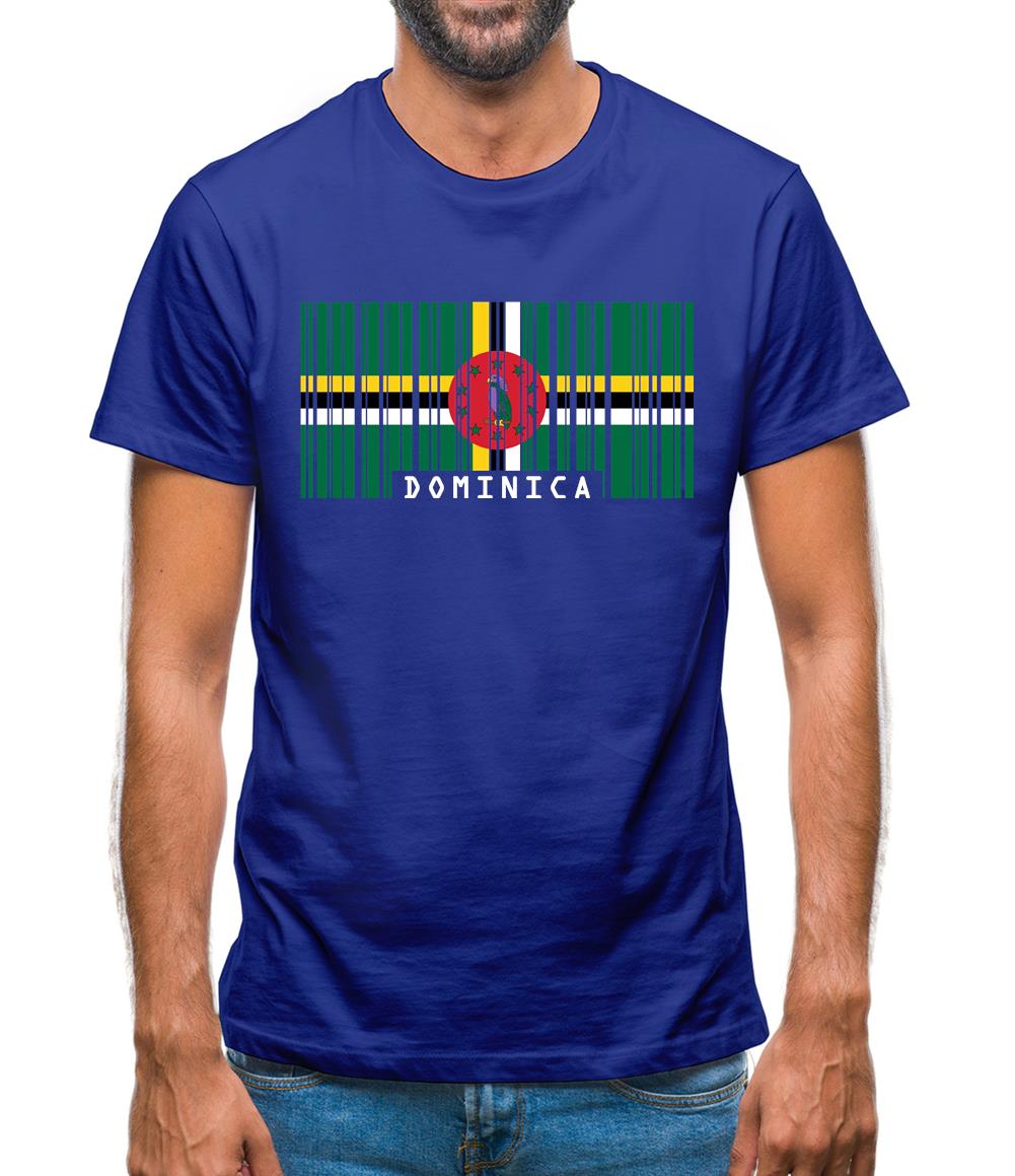 Dominica Barcode Style Flag Mens T-Shirt