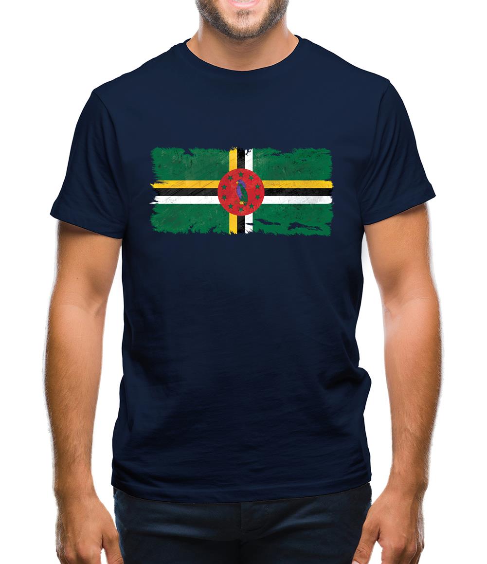 Dominica Grunge Style Flag Mens T-Shirt