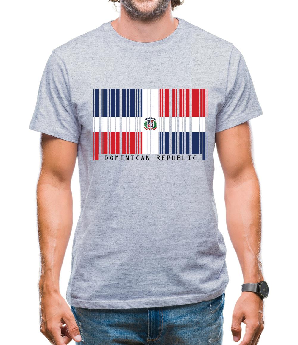 Dominican Republic  Barcode Style Flag Mens T-Shirt