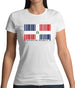 Dominican Republic  Barcode Style Flag Womens T-Shirt