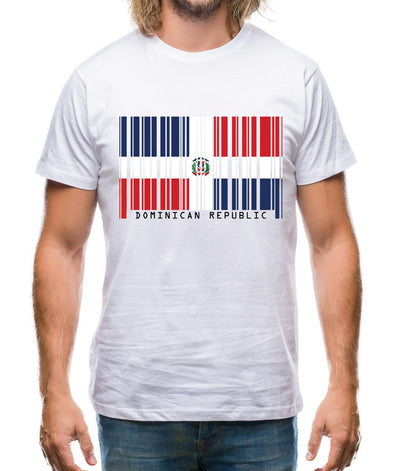 Dominican Republic  Barcode Style Flag Mens T-Shirt