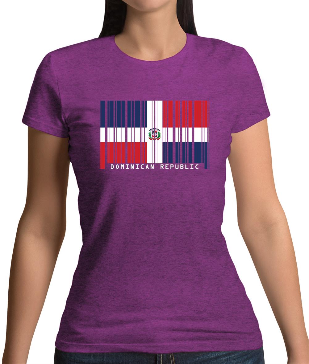 Dominican Republic  Barcode Style Flag Womens T-Shirt