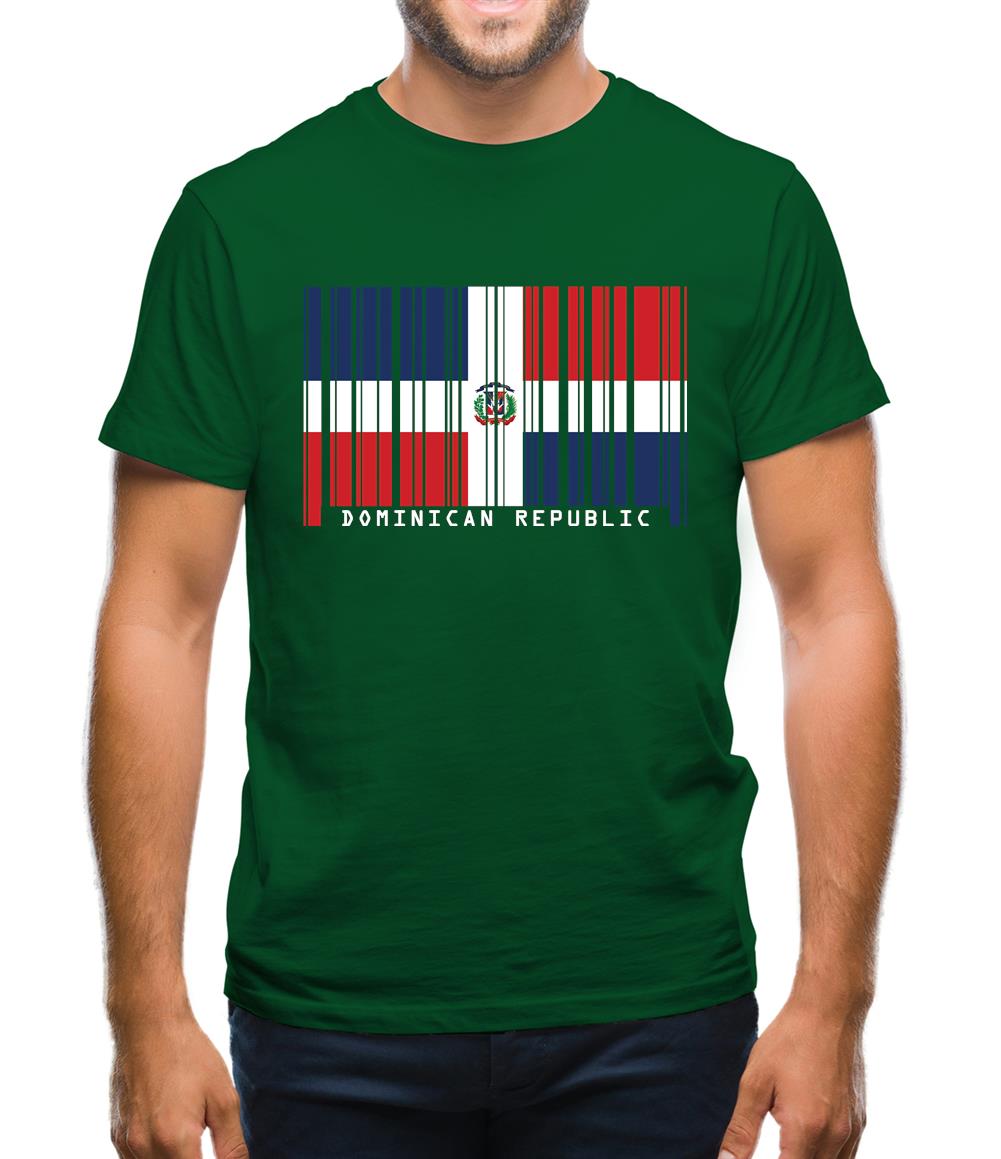 Dominican Republic  Barcode Style Flag Mens T-Shirt