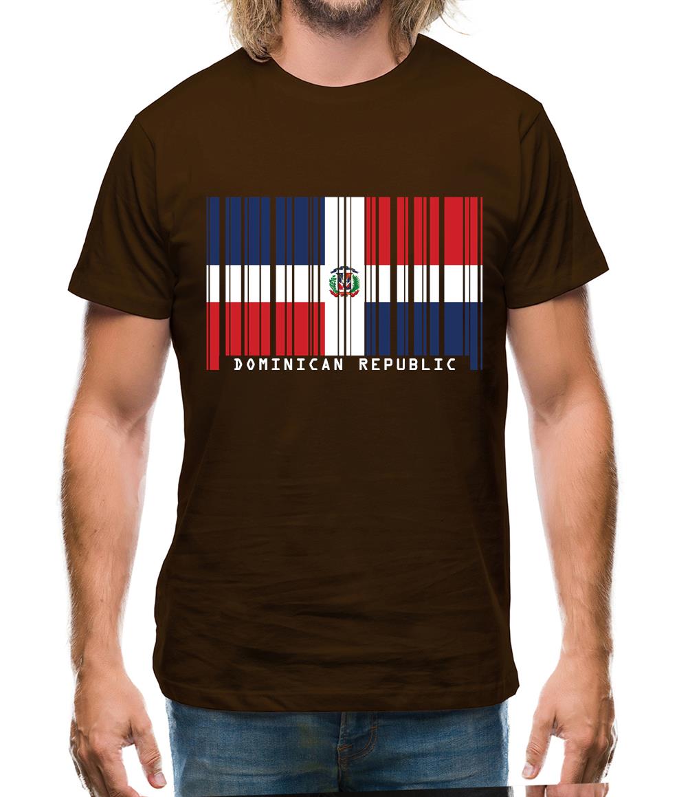 Dominican Republic  Barcode Style Flag Mens T-Shirt