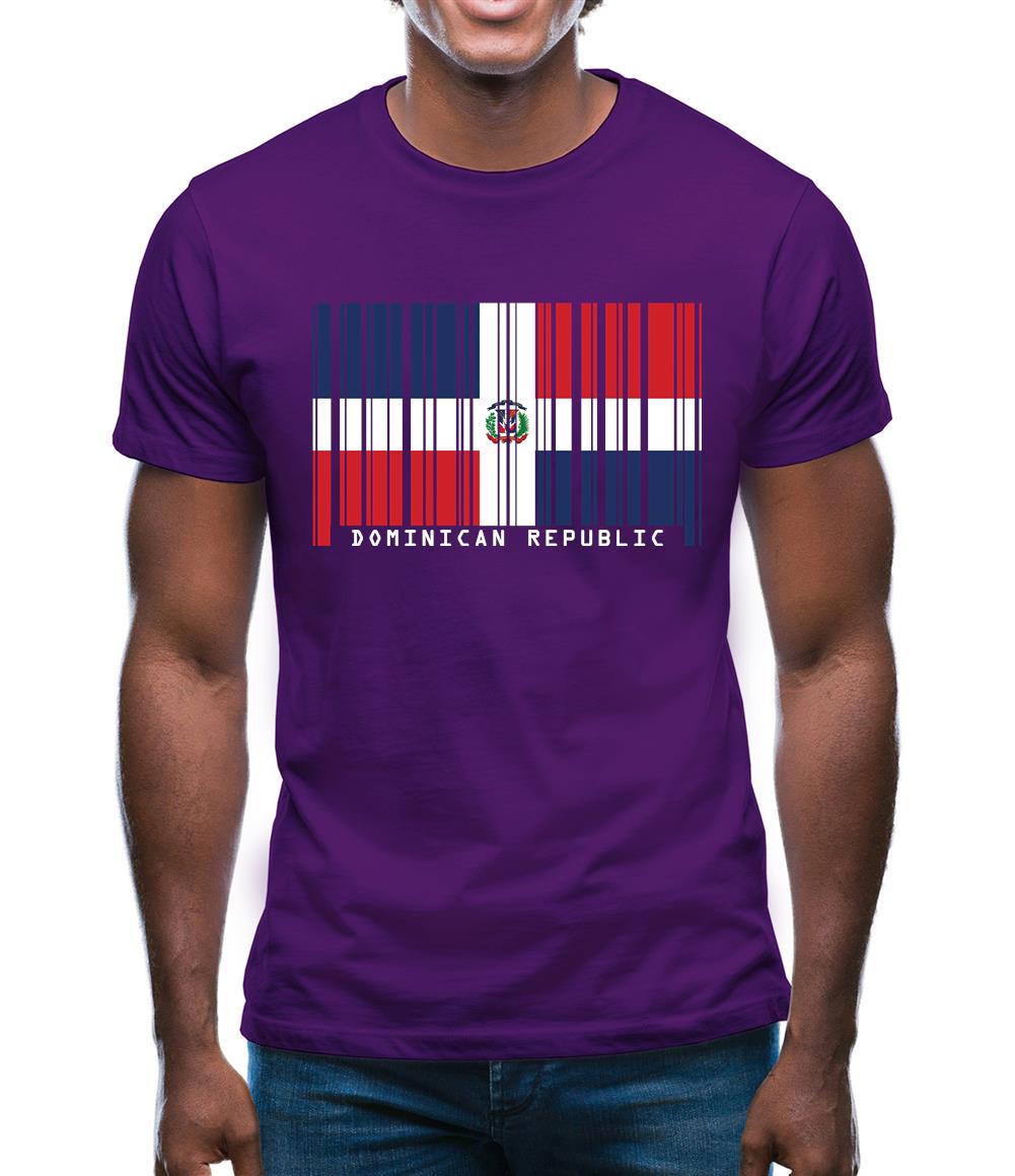 Dominican Republic  Barcode Style Flag Mens T-Shirt