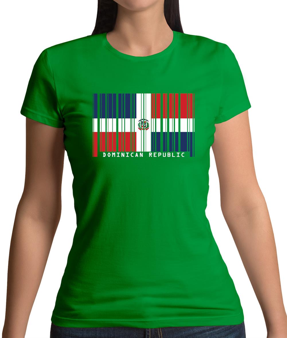 Dominican Republic  Barcode Style Flag Womens T-Shirt